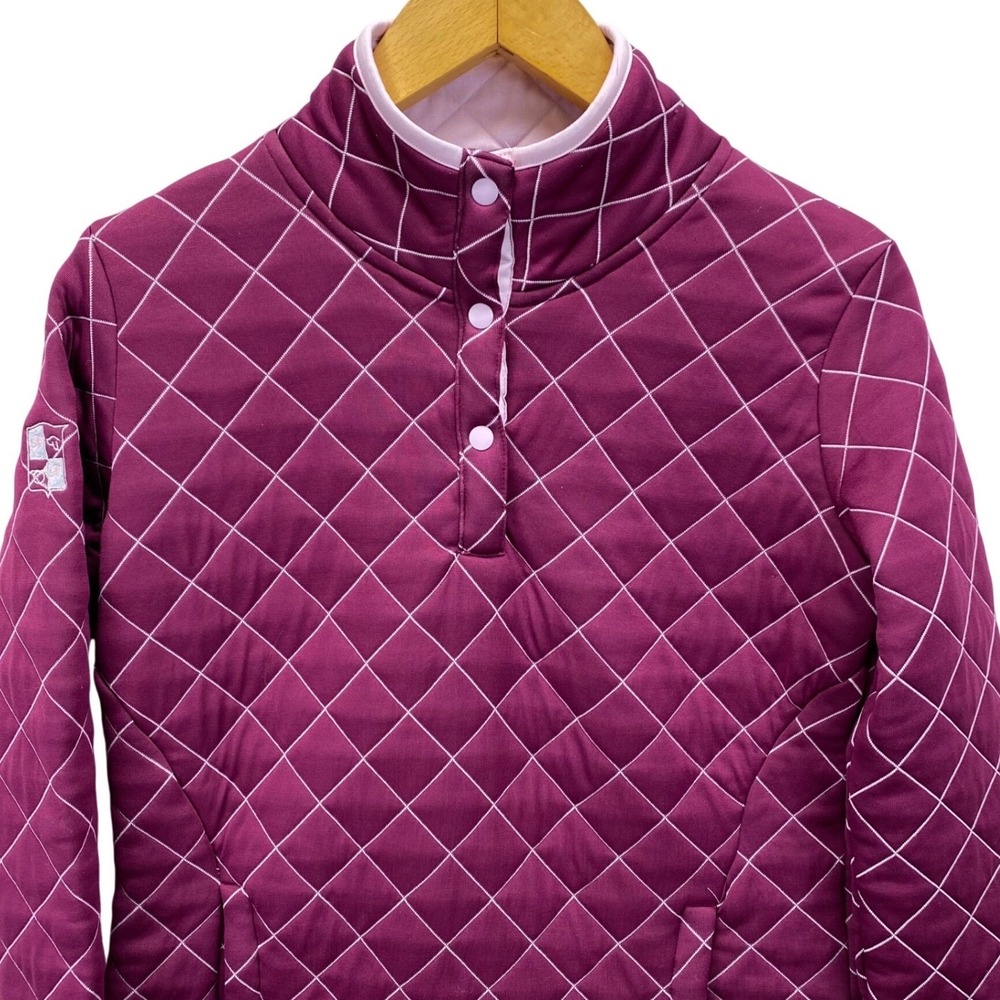 FootJoy FJ Quilted Golf Pullover Sweater Jacket Fig Purple Pink Womens M Wicking